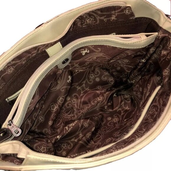 MONTANA WEST LARGE LEATHER PURSE STUDDED SILVER HARDWARE SATCHEL CREAM IVORY - Picture 3 of 6